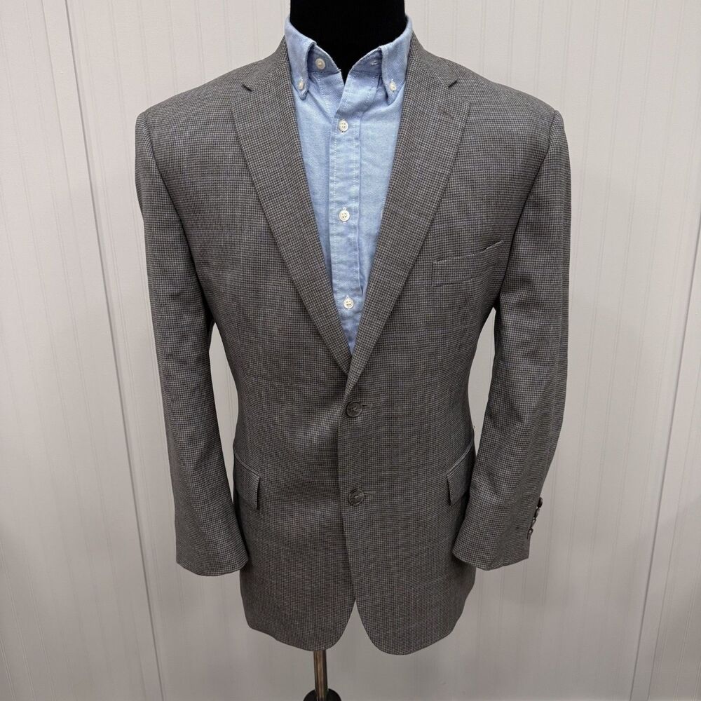 Jos. A. Bank 46R Gray Houndstooth 100% Wool 2-Button Dual-Vent Sports Coat